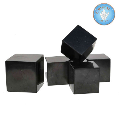 Kubus van gepolijste SHUNGITE, Natuurstenen – Cristal-en-vie.com