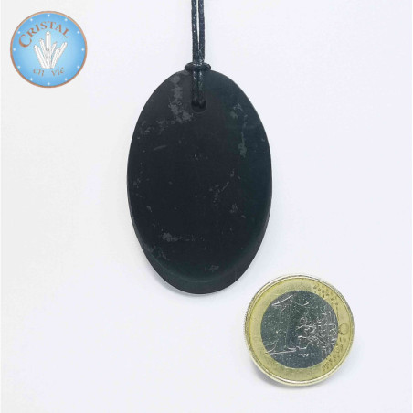 Pendentif de SHUNGITE - ovale - pierre naturelle polie