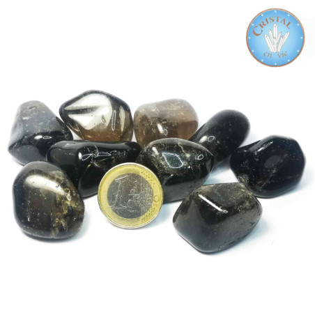 Quartzo fumado morion, Pedra rolada, qualidade B