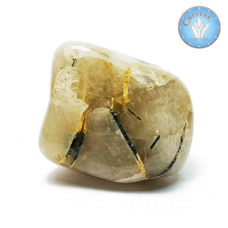 Quarzo rutilato del Brasile. Pietra naturale in forma di pietra levigata