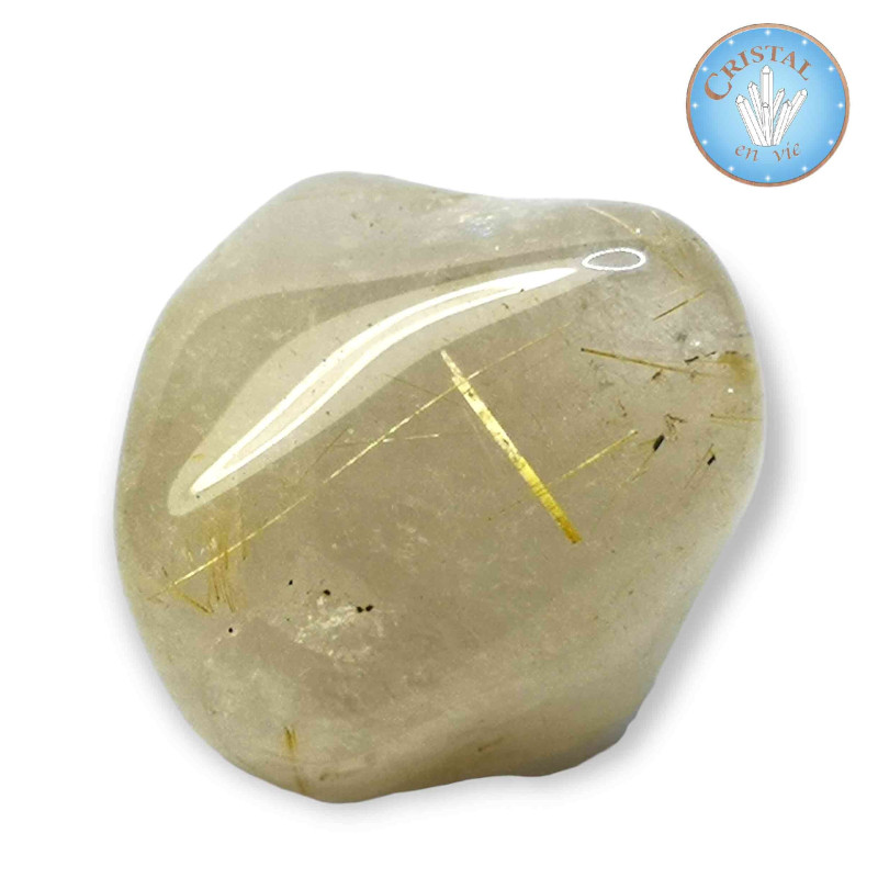 Quarzo rutilato del Brasile. Pietra naturale in forma di pietra levigata