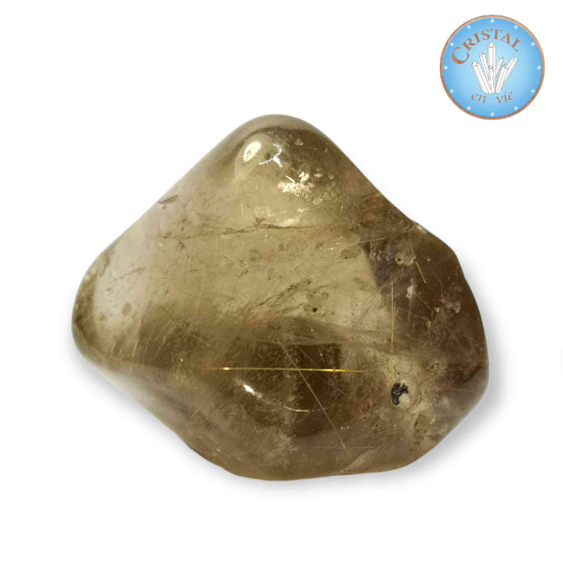 Quartzo rutilado do Brasil. Pedra natural em forma de pedra rolada