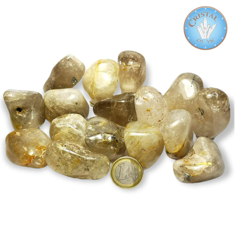 Cuarzo rutilado de Brasil. Piedra natural en forma de piedra rodada – Tamaño 4