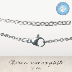 Cadena de acero inoxidable color plateado 55cm