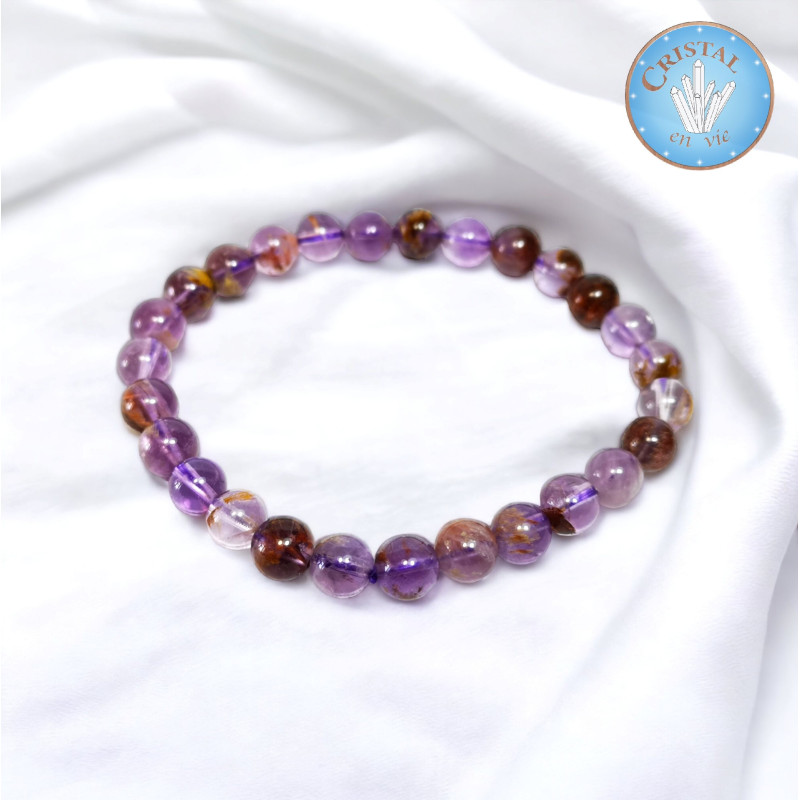 Pulsera de Cacoxenita SUPER SEVEN Perlas 6 mm - Cristal-en-vie.com