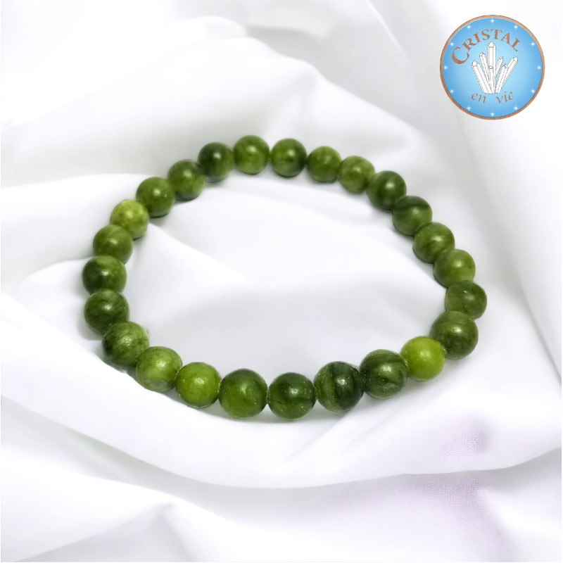 Kanadischer Jade - Armband mit polierten 8mm Perlen (für Herren)