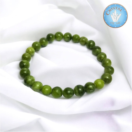 Jade Canadiense - Pulsera de bolas pulidas de 8mm (para Hombre)