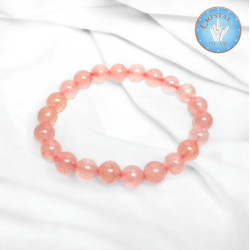 Loja: Pulseira de QUARTZO ROSA - Pedras naturais - bolas polidas de 8 mm