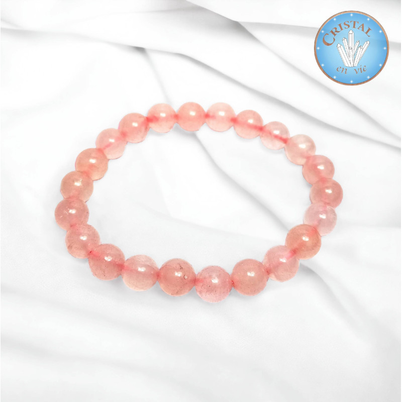 Tienda: Pulsera de CUARZO ROSA - Piedras naturales - bolas pulidas de 8 mm