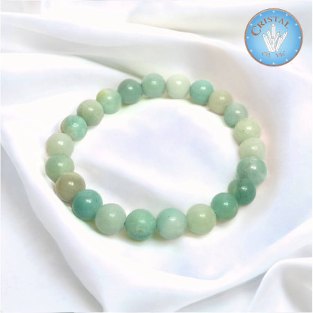 Bracelet en Amazonite, pierres naturelles de couleur vert pâle à bleu-vert, boules polies de 8mm.