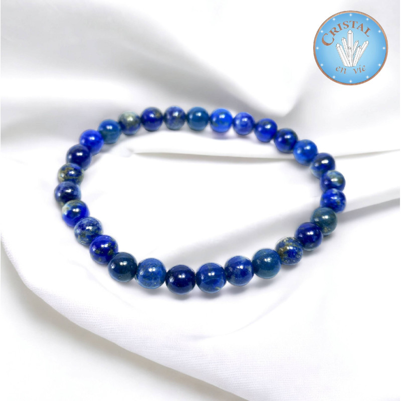 Bracelet Lapis Lazuli - Pierres naturelles bleues - boules polies de 5-6 mm