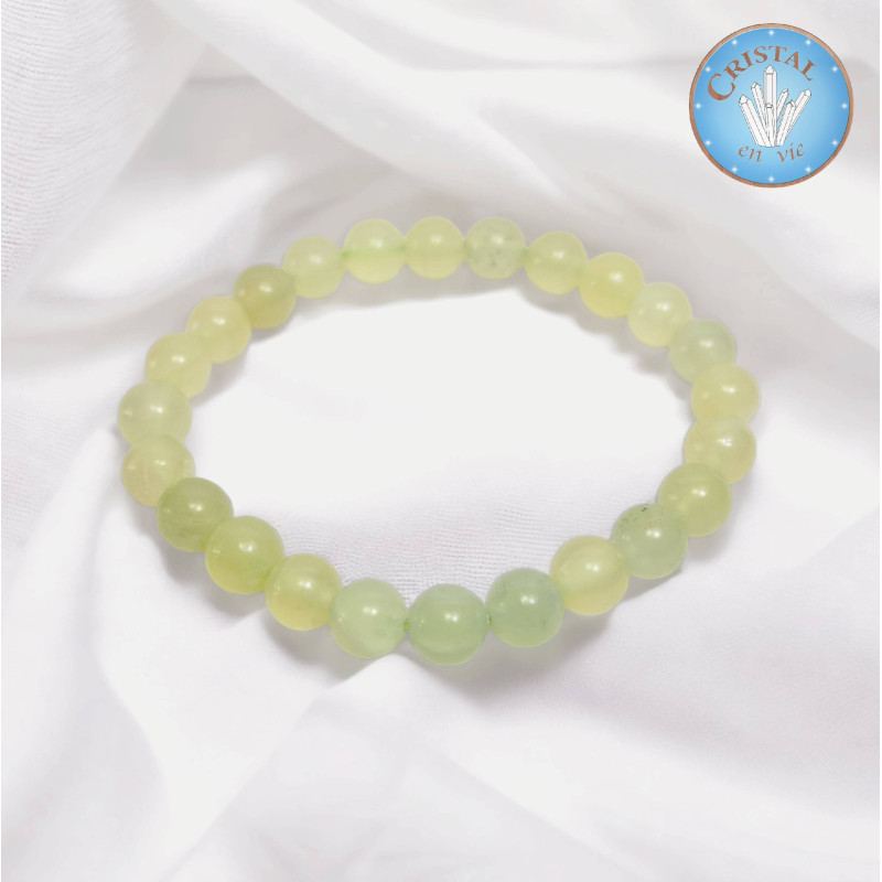 Online-Shop : Armband aus grünem Jade aus China - Natürliche Steine - polierte Kugeln von 8 mm.