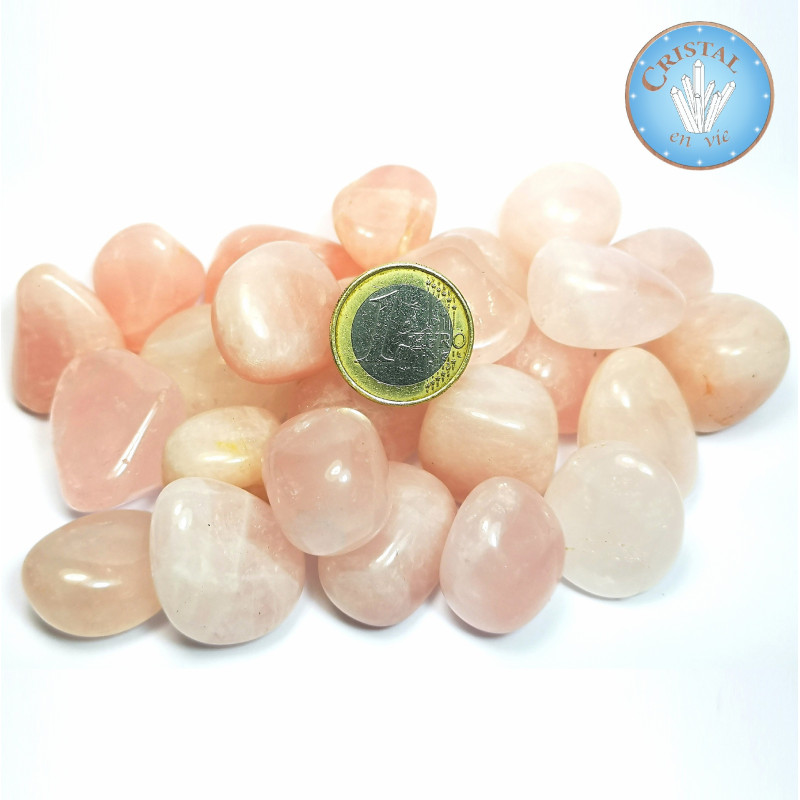 Quartz Rose - Pierre roulée - Taille 1 ( 10 à 19gr ) - Couleur rose clair, rose pâle.
