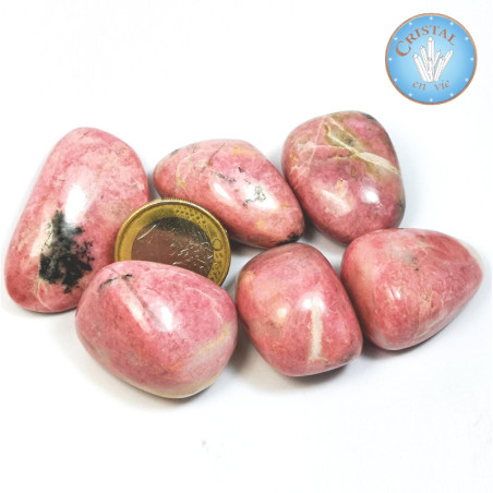 RHODONITE - Natural tumbled stone - Pink colored rock with possible white and black inclusions - Size 2