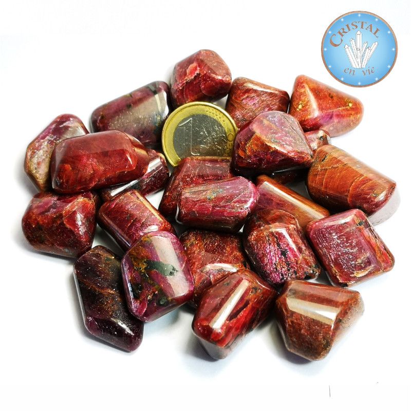 RUBI, Pedras naturais roladas, cor vermelha, vermelho-acastanhado a púrpura. Tamanho 2. Pedras vendidas individualmente.