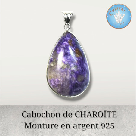 Tienda: Colgante de Charoíta engastado en plata 925 - Joya natural y elegante