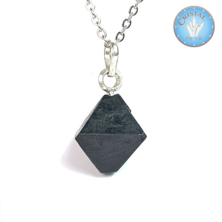 Pendentif d'octaèdre de Magnétite - Pierre brute du Pakistan ( Vallée de Skardu ) - Qualité A