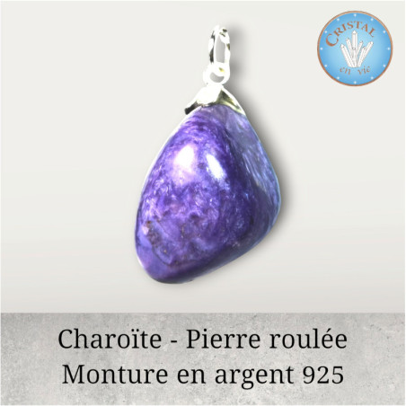 Tienda: Colgante de Charoíta engastado en plata 925 - Joya natural y elegante