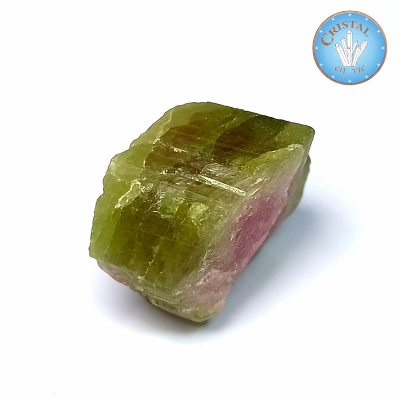 Cristal brut naturel de Tourmaline Water Melon - Tourmaline Melon d'eau - Pierre rose et verte.
