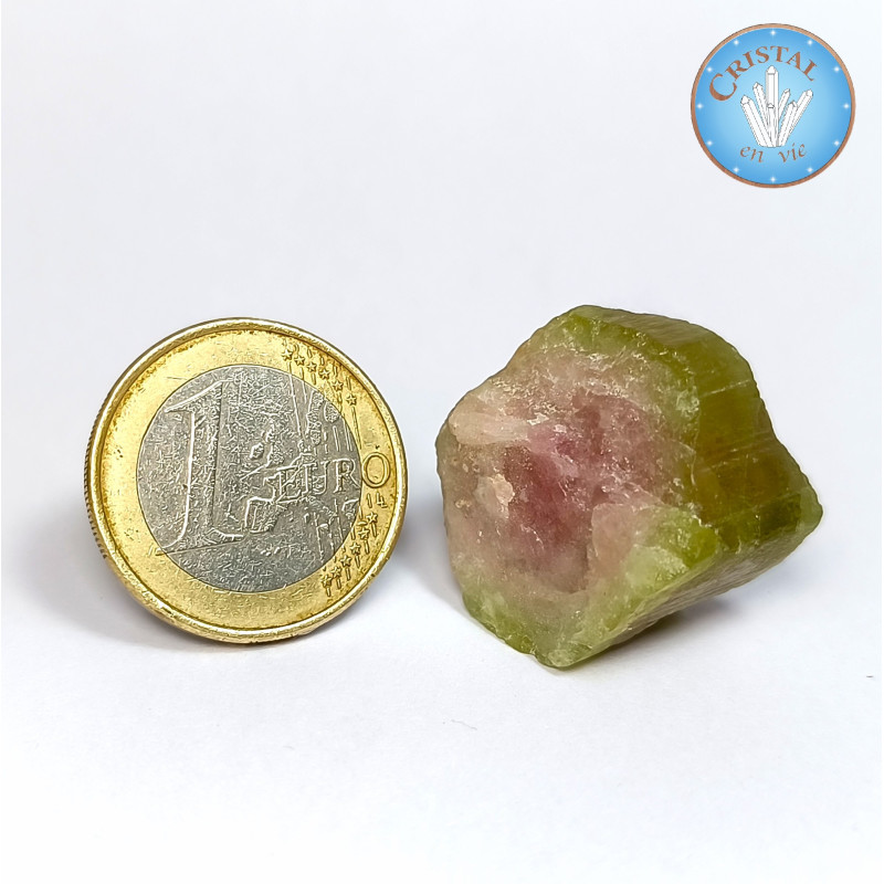 Cristal brut naturel de Tourmaline Water Melon - Tourmaline Melon d'eau - Pierre rose et verte.