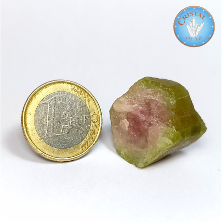 Cristal brut naturel de Tourmaline Water Melon - Tourmaline Melon d'eau - Pierre rose et verte.