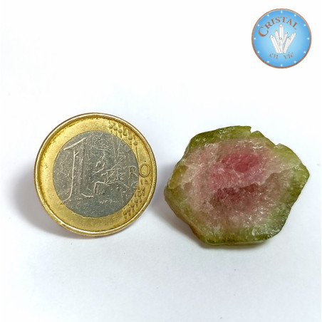 Cristal brut naturel de Tourmaline Water Melon - Tourmaline Melon d'eau - Pierre rose et verte.