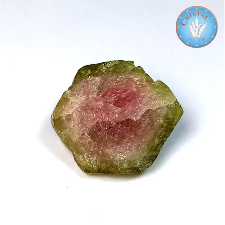 Cristal brut naturel de Tourmaline Water Melon - Tourmaline Melon d'eau - Pierre rose et verte.