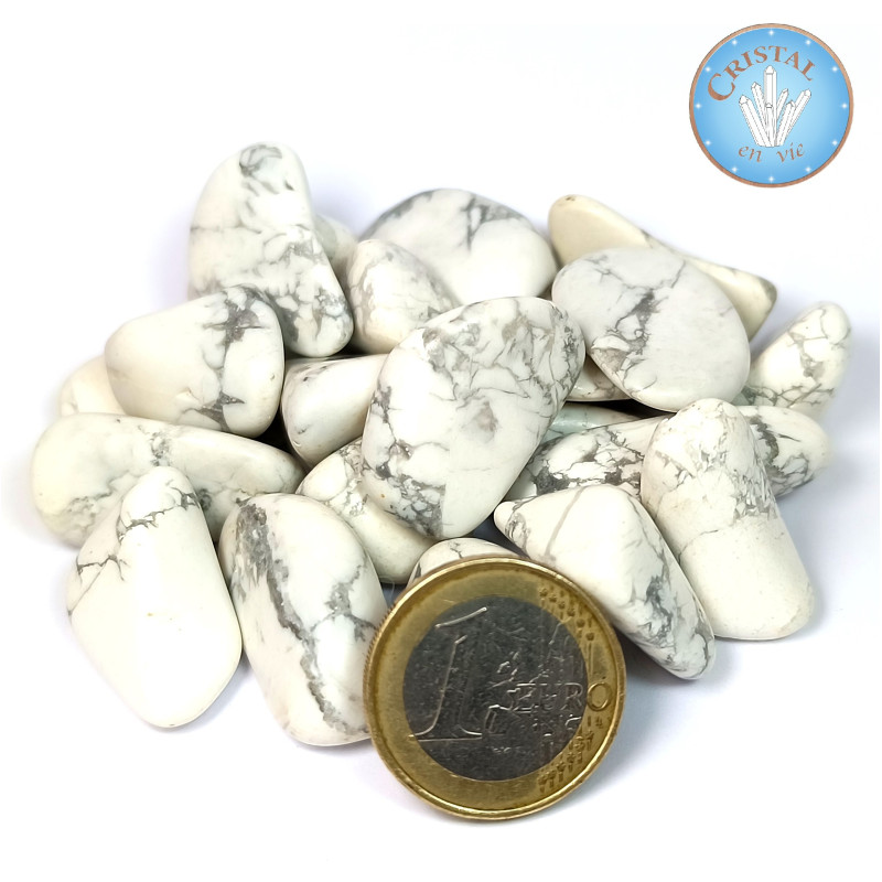 HOWLITE - Pierre naturelle - couleur blanc veiné de gris - Taille 0