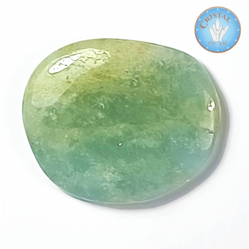 Galet d'Aigue Marine - Pierre plate naturelle et polie - Couleur bleu-vert, vert d'eau. Pierre pour lithothérapie, lithoénergie