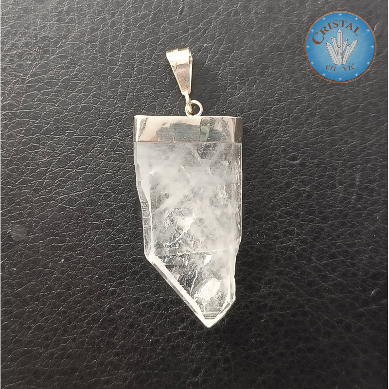 Pendentif - Cristal âme dit Faden Quartz - Quartz âme lamellaire - Pierre brute naturelle de Skardu, au Pakistan.