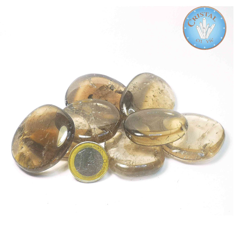 Tienda: GUIJARRO DE CUARZO AHUMADO - Piedra Plana Natural en Negro e Incoloro