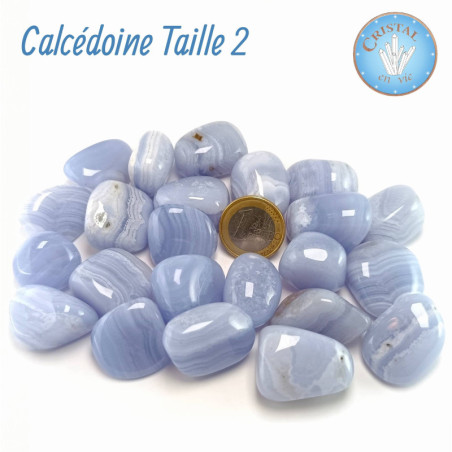 Calcédoine bleue naturelle - Pierre roulée - Taille 2