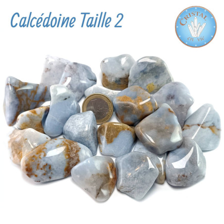 Calcédoine bleue naturelle - Pierre roulée - Taille 2