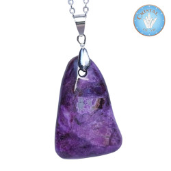 Loja: Pingente de Charoíta engastado em prata 925 - Joia natural e elegante