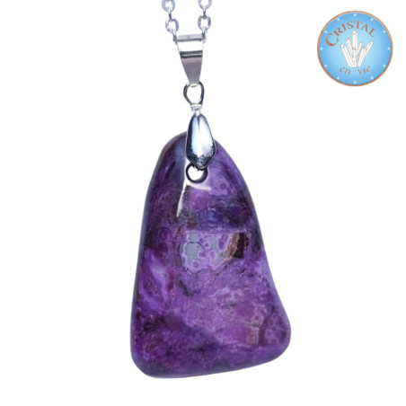Tienda: Colgante de Charoíta engastado en plata 925 - Joya natural y elegante