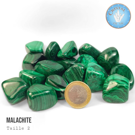 Malachite del Congo, pietra naturale, colore verde, in forma di pietra levigata (tumbled). Misura 2