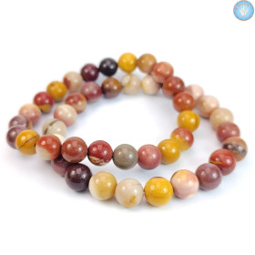 Deux bracelets en pierre de Jaspe Mookaite - Boules polies de 7-8mm