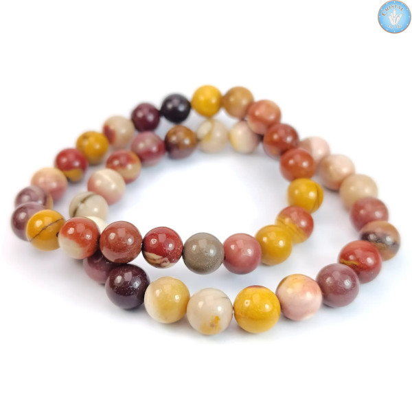 Deux bracelets en pierre de Jaspe Mookaite - Boules polies de 7-8mm