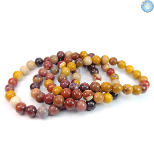 Quatres bracelets en pierre de Jaspe Mookaite - Boules polies de 7-8mm