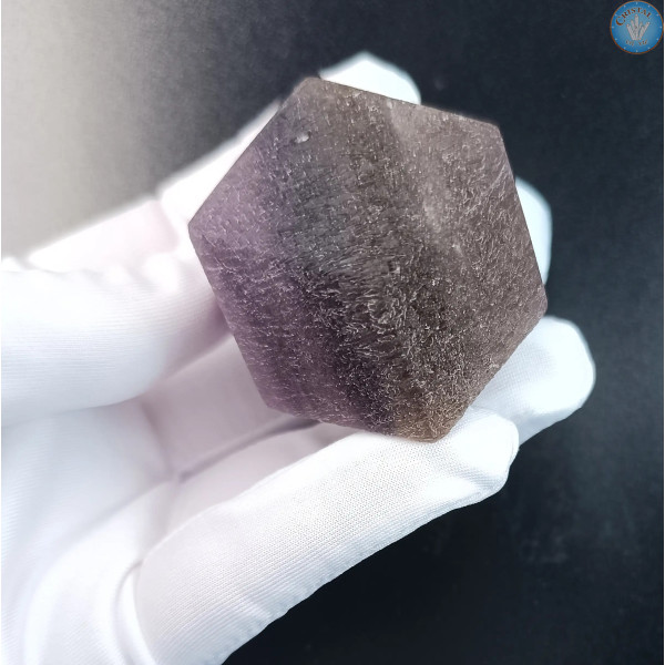 Dodécaedro rómbico de fluorita con bandas, Piedra Bruta n.º 1