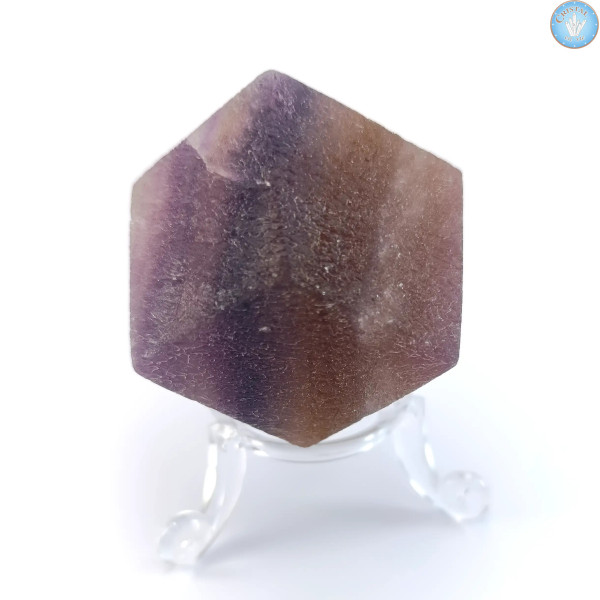 Dodécaedro rómbico de fluorita con bandas, Piedra Bruta n.º 1