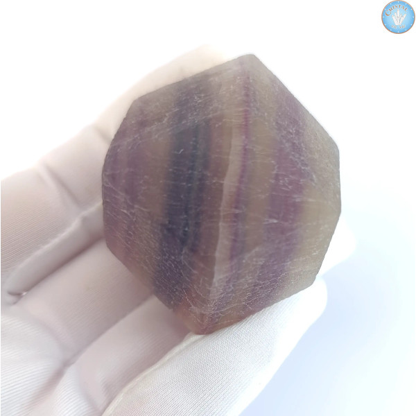 Dodécaedro rómbico de fluorita con bandas, Piedra Bruta n.º 2