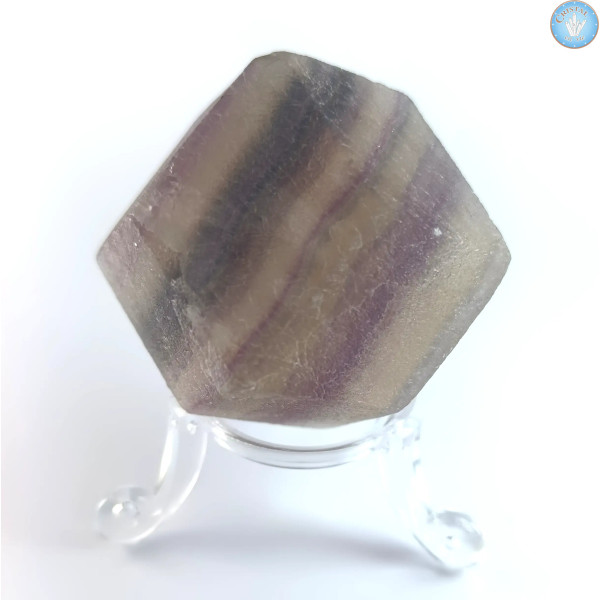 Dodécaedro rómbico de fluorita con bandas, Piedra Bruta n.º 2