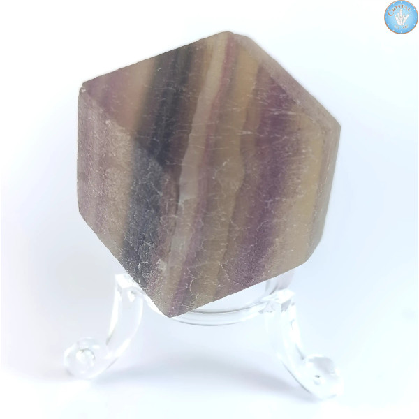 Dodécaedro rómbico de fluorita con bandas, Piedra Bruta n.º 2