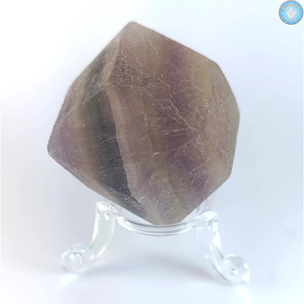 Dodécaedro rómbico de fluorita con bandas, Piedra Bruta n.º 2