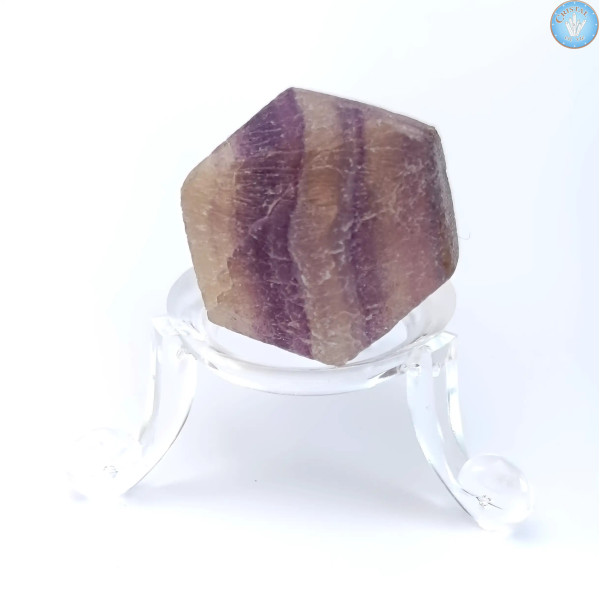 Dodécaedro rómbico de fluorita con bandas, Piedra Bruta n.º 3