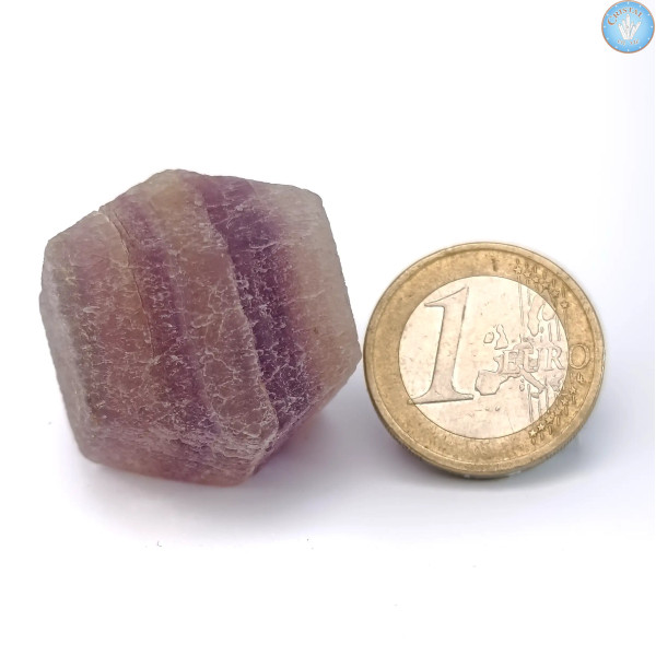 Dodécaedro rómbico de fluorita con bandas, Piedra Bruta n.º 3