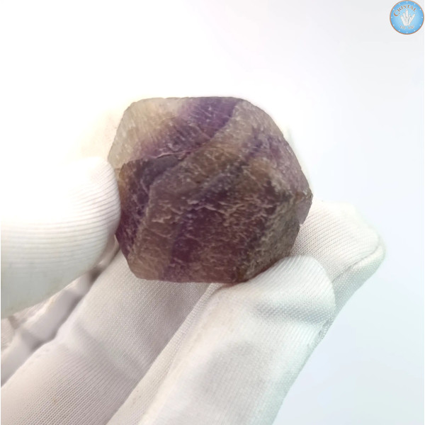 Dodécaedro rómbico de fluorita con bandas, Piedra Bruta n.º 3