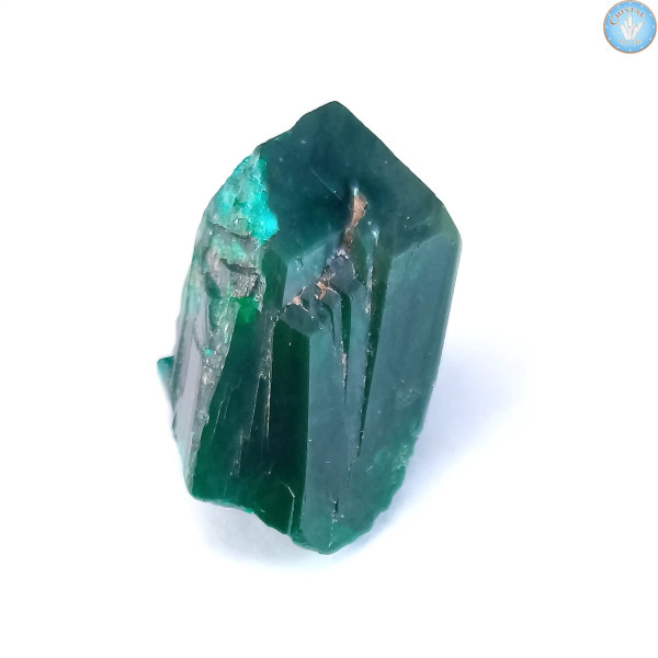 Dioptase, mono-pointe, cristal pierre brute du Congo.