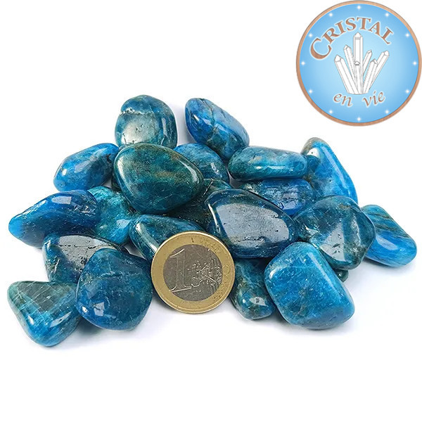 APATITA azul Pedra rolada natural - cristal-en-vie.com
